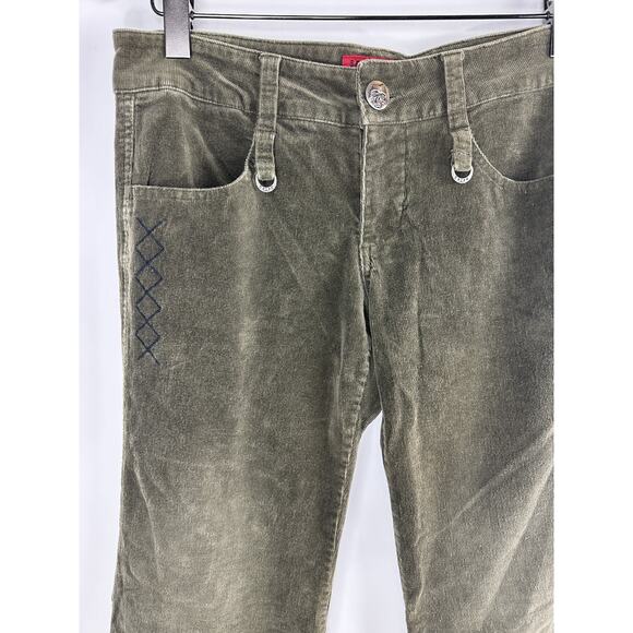 Tripp NYC Corduroy Low Rise Pants Green Women's Size 11 Y2k Goth Grunge Punk - Picture 4 of 15
